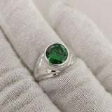 2.2ct Round Cut Green Emerald Bezel Set Solitaire Ring 14k White Gold Finish