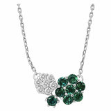 2ct Round Green Emerald & Diamond Dual Flower Pendant Chain 14k White Gold Over