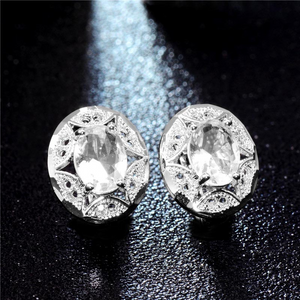 1.5Ct Oval Cut VVS1D Diamond Stud Earrings 14K White Gold Finish Milgrain Unique