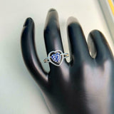 1ct Round Cut Blue Sapphire Heart Split Shank Engagement Ring 14k WhiteGold Over