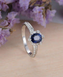 2ct Oval Cut Blue Sapphire Engagement Ring 14k WhiteGold Finish Unique Solitaire