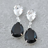 3.5ct Pear Cut Black Diamond Elegant Tear Drop Earrings 14k White Gold Finish