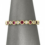 2.5Ct Round Cut Alternate Pink Ruby Diamond Wedding Band 14K Yellow Gold Finish