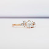 Thin Minimalist Petite Engagement Ring 1ct Round Cut Diamond 14k RoseGold Finish