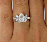 4Ct Heart Marquise Cut Diamond Art Deco Engagement Ring 14K White Gold Finish