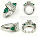 3.5Ct Emerald Cut Diamond Green Pear Accents Solitaire Ring 14K White Gold Over