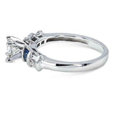 2.5Ct Princess Cut Diamond Sapphire Accent Engagement Ring 14K White Gold Finish