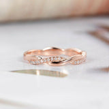 1ct Round Cut Diamond Engagement Ring Twisted Rope Infinity 14k Rose Gold Finish