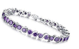 10ct Round Cut Purple Amethyst Wave Design Tennis Bracelet 14k White Gold Finish