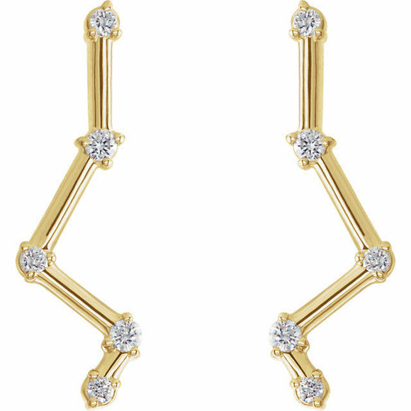 0.5ct Round Diamond Constellation Earring Climber Women 14k Yellow Gold Finish