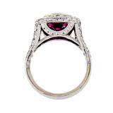 2.5ct Round Cut Pink Ruby Engagement Ring Halo Split Shank 14k White Gold Finish