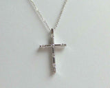 0.5ct Diamond Pendant with Chain Round Cut Brilliant Cross 14k White Gold Finish