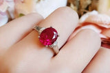 2.5ct Oval Cut Pink Ruby Engagement Ring 18k White Gold Finish Solitaire Promise