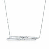 0.5Ct Baguette Cut Diamond Dual Ski Design Pendant Chain 18K White Gold Finish