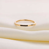 0.09ct Round Cut Black Diamond Wedding Band Minimalist 14k Yellow Gold Finish