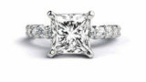 1.5ct Princess Cut Diamond Accent Art Deco Engagement Ring 14k White Gold Finish