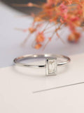 Bezel Set Minimalist Engagement Ring 0.6ct Baguette Diamond 14k White Gold Over