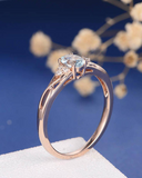 1ct Oval Cut Blue Aquamarine Infinity Diamond Split Shank Ring 14k RoseGold Over