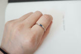 0.2ct Engagement Ring Baguette Cut Blue Sapphire Trilogy 14k White Gold Finish