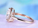 2ct Trillion Cut Diamond Engagement Ring 14k RoseGold Finish Halo Bridal Promise