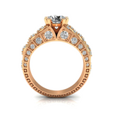 2.9ct Round Cut Diamond Engagement Ring 14k Rose Gold Finish Filigree Art Deco