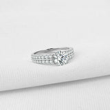 2.9ct Round Cut Diamond Dual Row Split Band Solitaire Ring 14k White Gold Finish