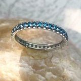 1.2ct Round Cut London Blue Topaz Wedding Band Full Eternity 14k White Gold Over