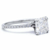 1.3ct Asscher Diamond Engagement Ring Round Accent Solitaire 14k White Gold Over