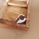 5ct Engagement Ring Oval Cut Red Garnet Cocktail Women 14k White Gold Finish