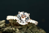 2ct Round Cut Peach Morganite Engagement Ring 14k RoseGold Over Accent Solitaire