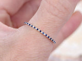 1ct Round Cut Alternate Blue Sapphire Diamond Eternity Band 14k White Gold Over