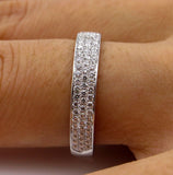 3Ct Round Brilliant Cut Diamond 3 Row Eternity Wedding Band 18K White Gold Over