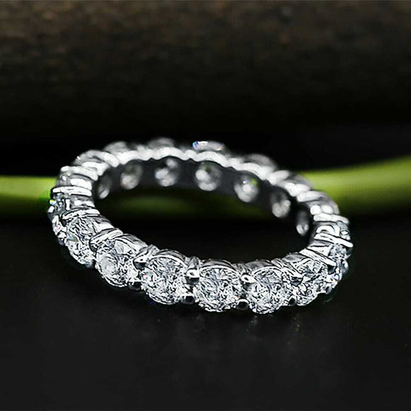 3.2ct Round Cut Diamond Wedding Ring Band 14k White Gold Finish Full Eternity