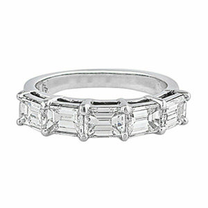 3Ct Emerald Cut VVS1/D Diamond Half Eternity Wedding Band 14K White Gold Finish