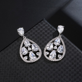 4Ct Pear Cut VVS1/D Diamond Stylish Halo Tear Drop Earring 14K White Gold Finish