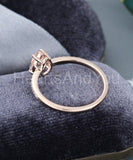 2ct Pear Cut Simulated Peach Morganite Minimal Engagement Ring 14k Gold Plated