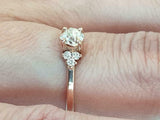 1ct Round Cut VVS1 Diamond Engagement Ring Petite Solitaire 14k Rose Gold Finish