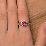 1.3ct Round Cut Pink Ruby Promise Wedding Engagement Ring 14k White Gold Finish