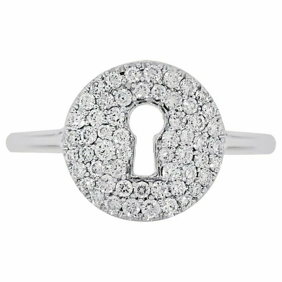 1.8ct Round Cut Diamond Engagement Ring Key Hole Cluster 14k White Gold Finish