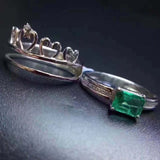 2ct Green Emerald Cut Bridal Set Crown Engagement Ring Guard 14k White Gold Over