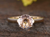 1.5ct Round Cut Peach Morganite Engagement Ring Solitaire 18k Yellow Gold Finish