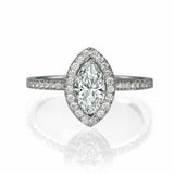 2ct Marquise Cut VVS1 Diamond Accents Halo Engagement Ring 14k White Gold Finish