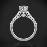 2Ct Round Cut Diamond Solitaire Engagement Ring 14K White Gold Over with Accents