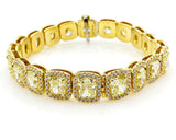 20Ct Radiant Yellow Sapphire Gatsby Halo Tennis Bracelet 14K Yellow Gold Finish