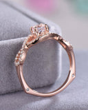 2Ct Round Cut Peach Morganite Infinity Swirl Engagement Ring 14K Rose Gold Over