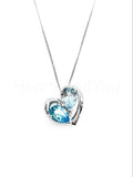 1ct Pear Simulated Aquamarine Heart Shape Valentine Pendant 14k WhiteGold Plated