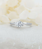 0.75ct Round Cut Diamond Engagement Ring Solitaire Trilogy 14k White Gold Finish