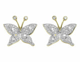 0.5ct Round Cut VVS1D Diamond Butterfly Stud Earrings 14k Yellow Gold Finish