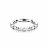 Dainty Stackable Minimalist Band 0.18ct Round Cut Diamond 14k White Gold Finish