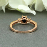 3 Stone Accent Solitaire Engagement Ring 2ct Oval Cut Diamond 14k Rose Gold Over